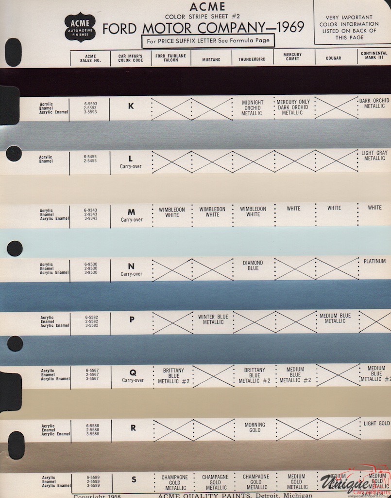 1969 Ford Paint Charts Acme 2